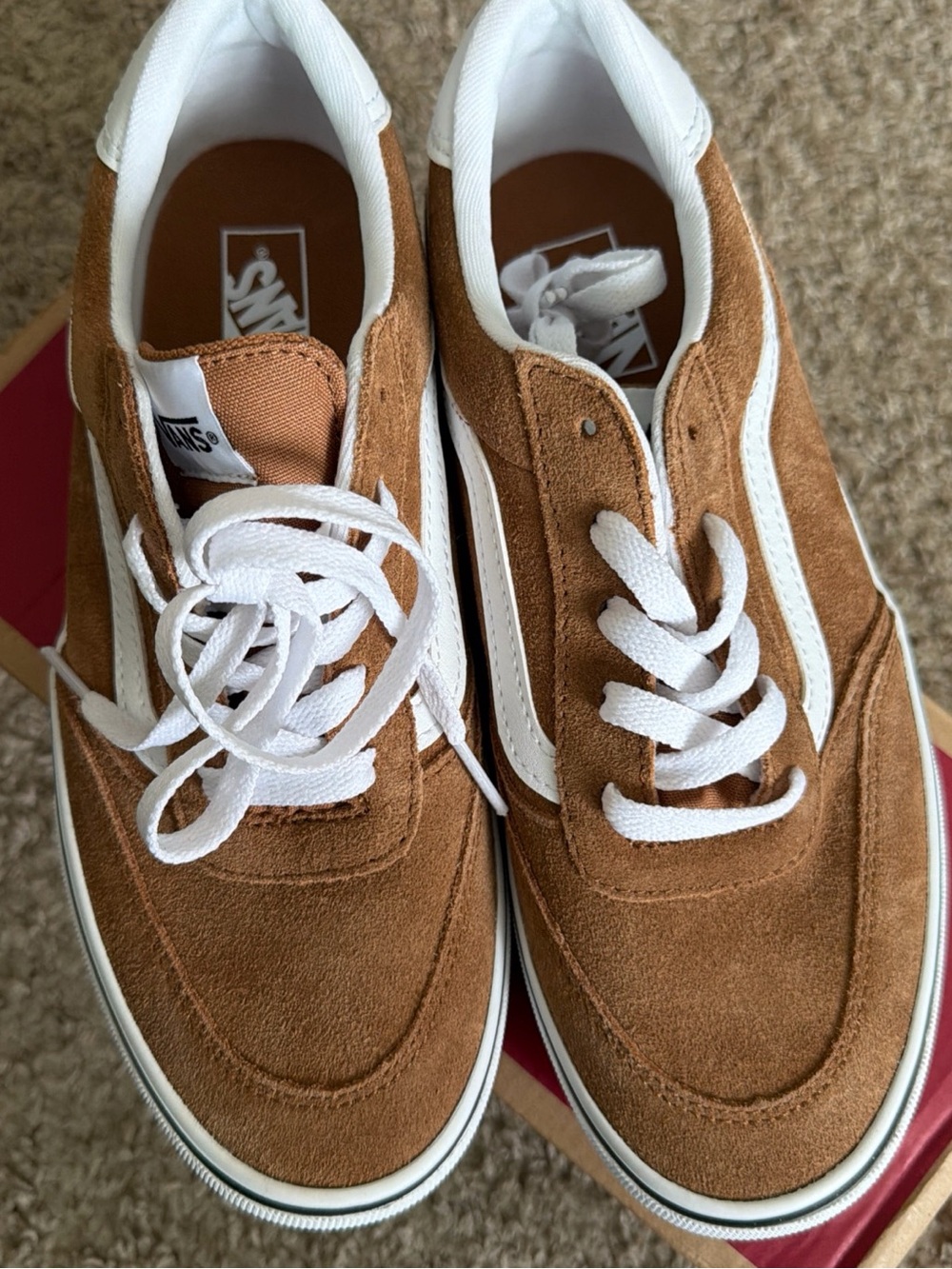 Vans Brown Suede Old Skool Sneakers with White Stripe - Picture 2 of 6